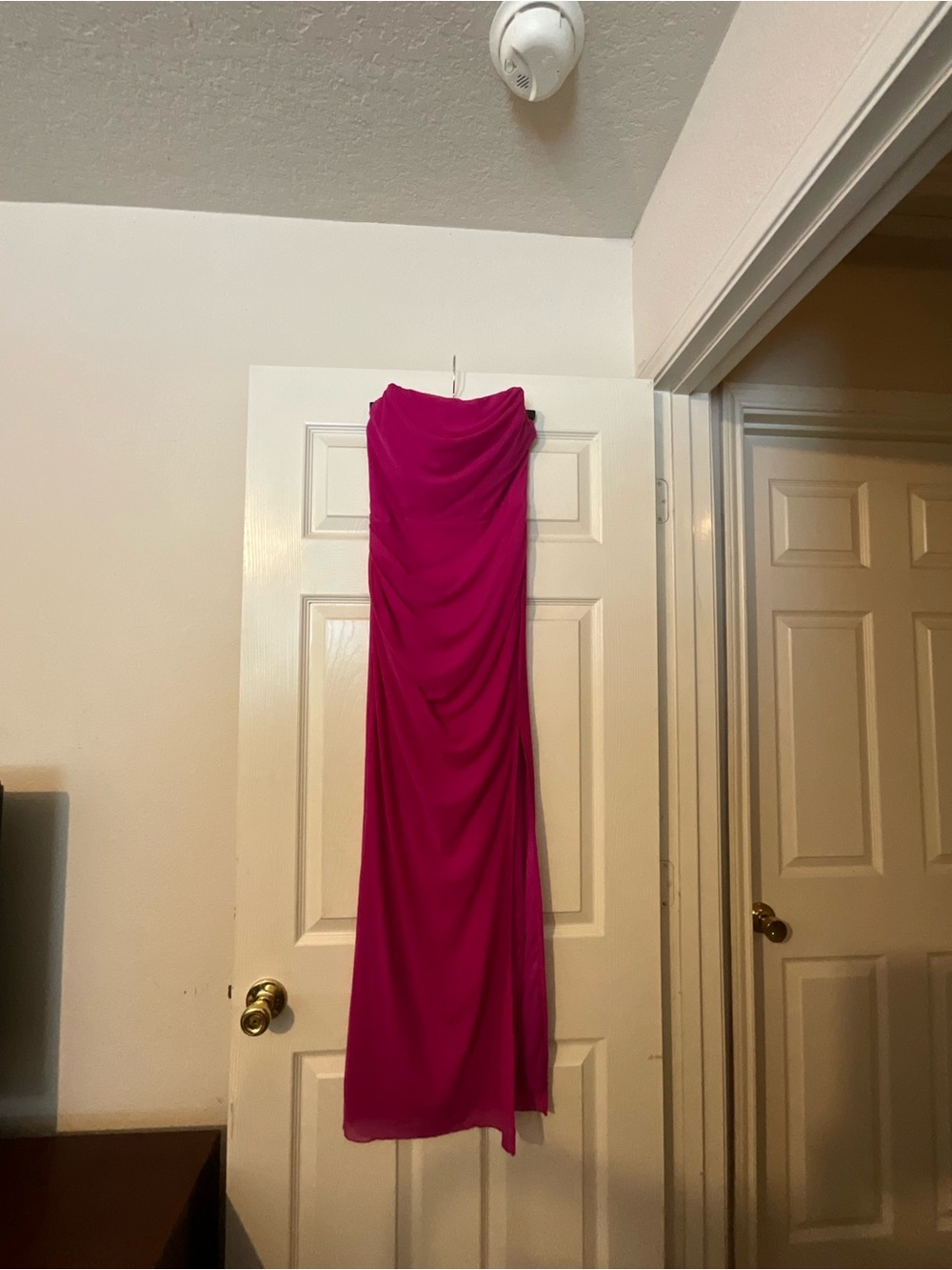 Pink Strapless Bodycon Rusched Dress